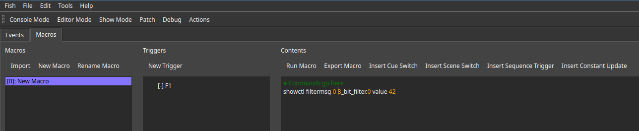 Screen shot of Macro Editor