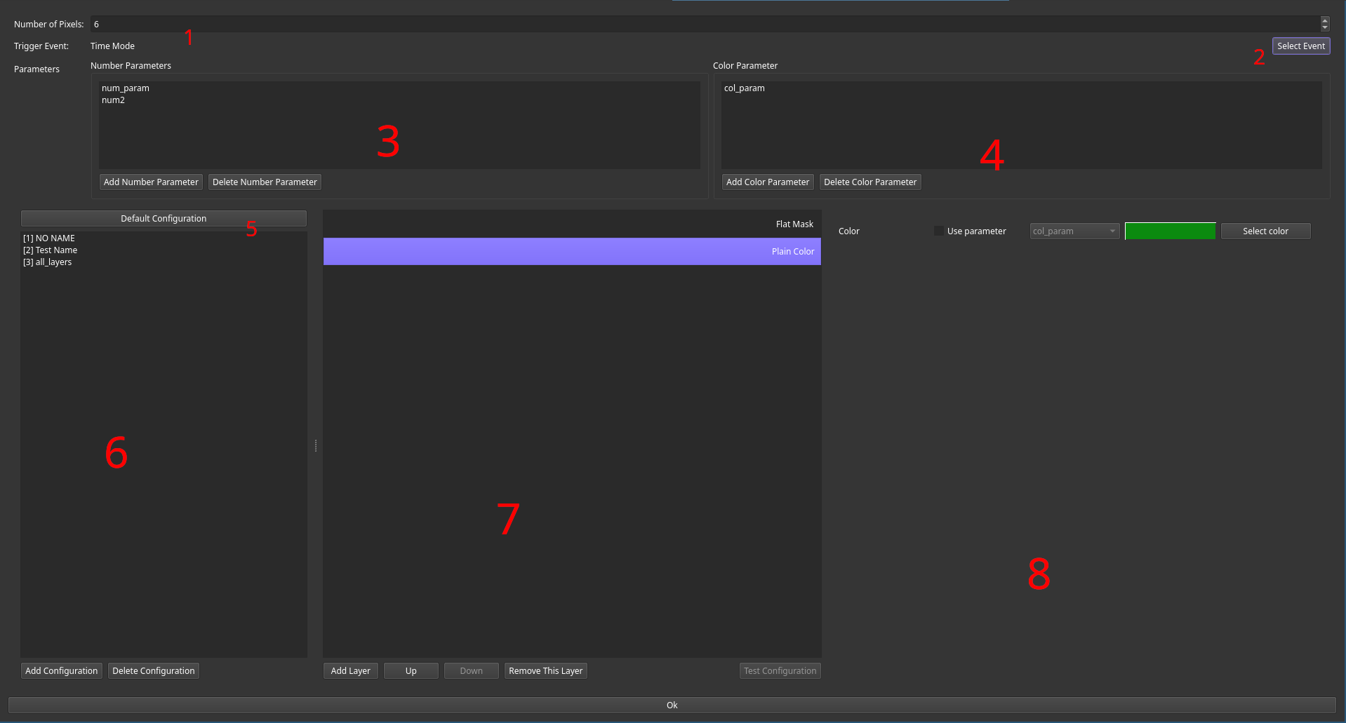 Main setup dialog of chaser filter. Color Chaser Setup Menu