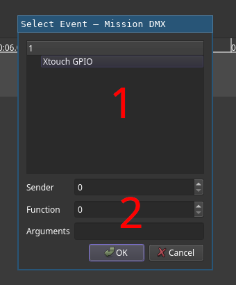 Event Selection Dialog Dialog to enter event data