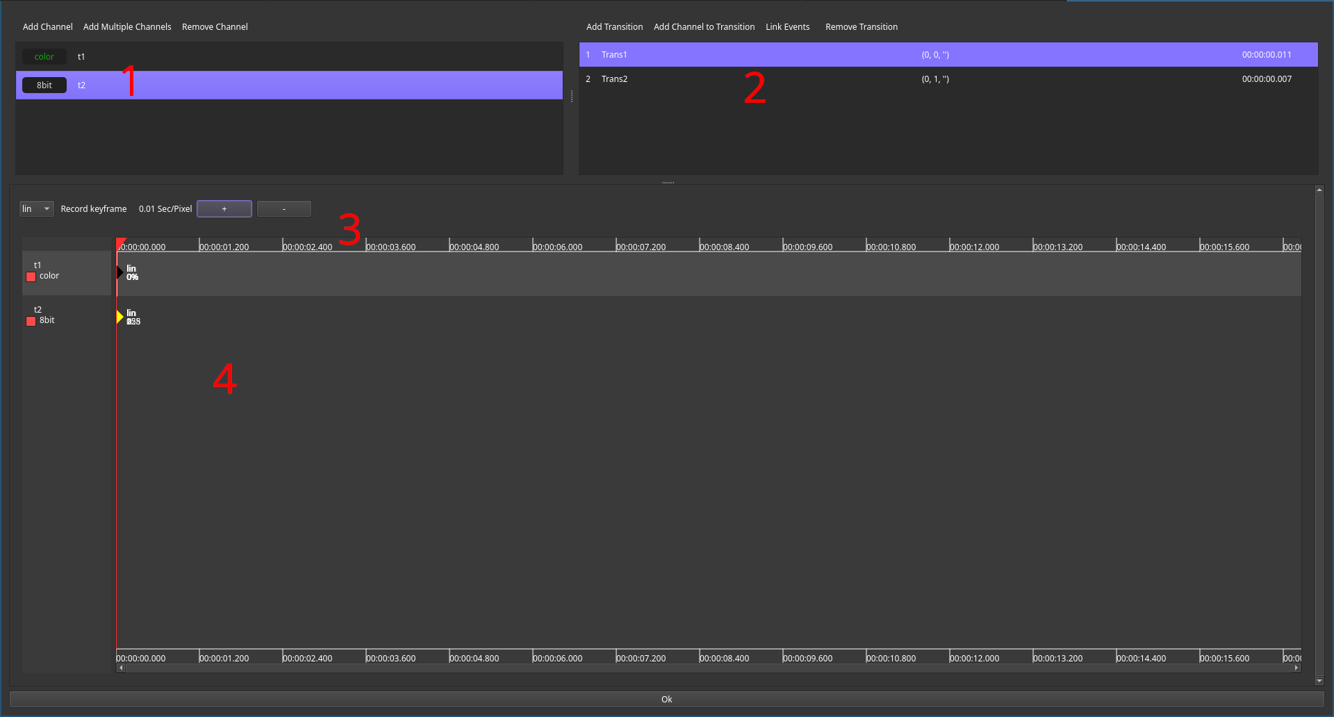 Sequencer Editor Screenshot of Mission-DMX Sequencer Editor