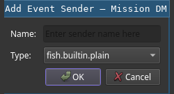 Event Sender Creation Dialog